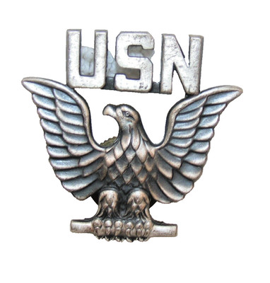 Vintage Original USN Navy Eagle Screw Back Insignia Pin 1/20 Silver Filled jx