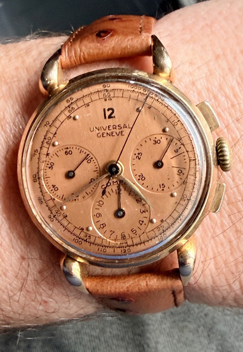 1940's Universal Genève Compax 18K Solid Roe Gold Chronograph cal. 283 SERVICED