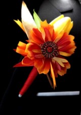 Boutinere Prom Wedding Ribbon Flowers Jewels Special Occasions One of a Kind