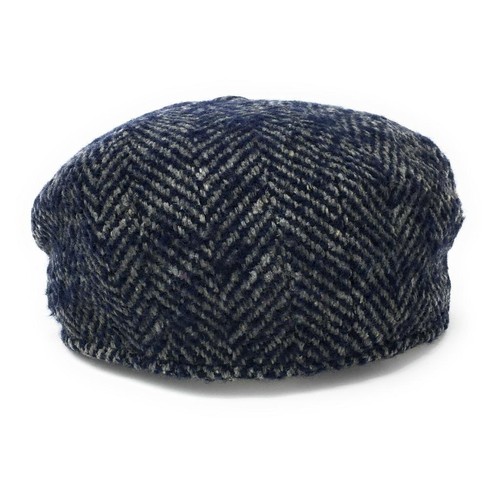 Chunky Gatsby Herrringbone Wool Tweed Cap - Grey - Picture 4 of 12