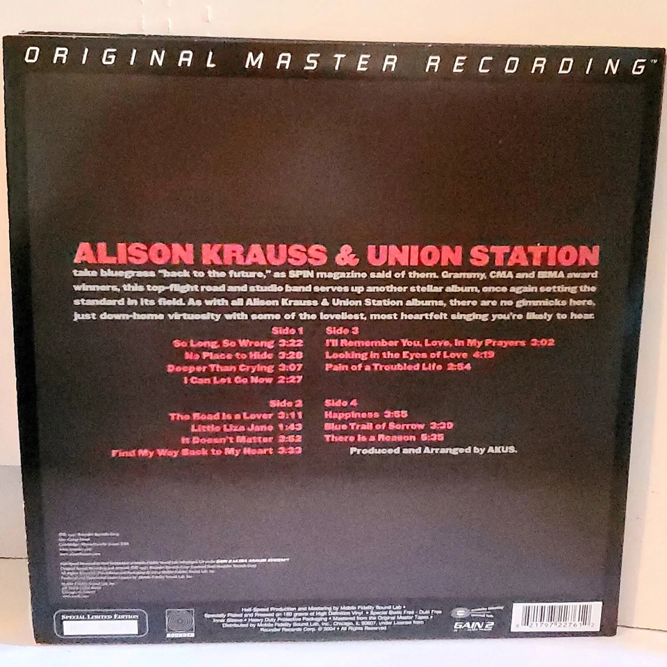 ALISON KRAUSS So Long So Wrong 2LP VG+ MFSL 180G Vinyl Union Station Bluegrass - Image 2 of 4