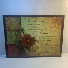 NEW "Blessed Is She" Non-Slip Tempered Glass Cutting Board 16" X 12" Abbey Press