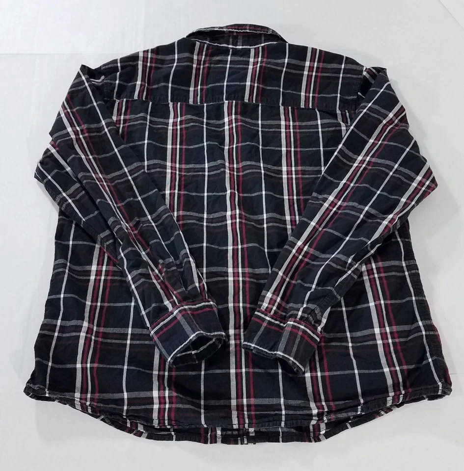 Camisa Levis Modern Fit LS Cuadros Perla Botón a Presión Blanca Pestaña Logo Hombres L Negra Roja Foto 3 de 4