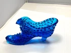 Fenton, Cat Slipper / Shoe, Colonial Blue Glass, Hobnail.