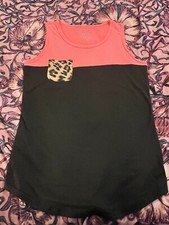 Crazy Train Neon Coral Color Block Tank Top Small