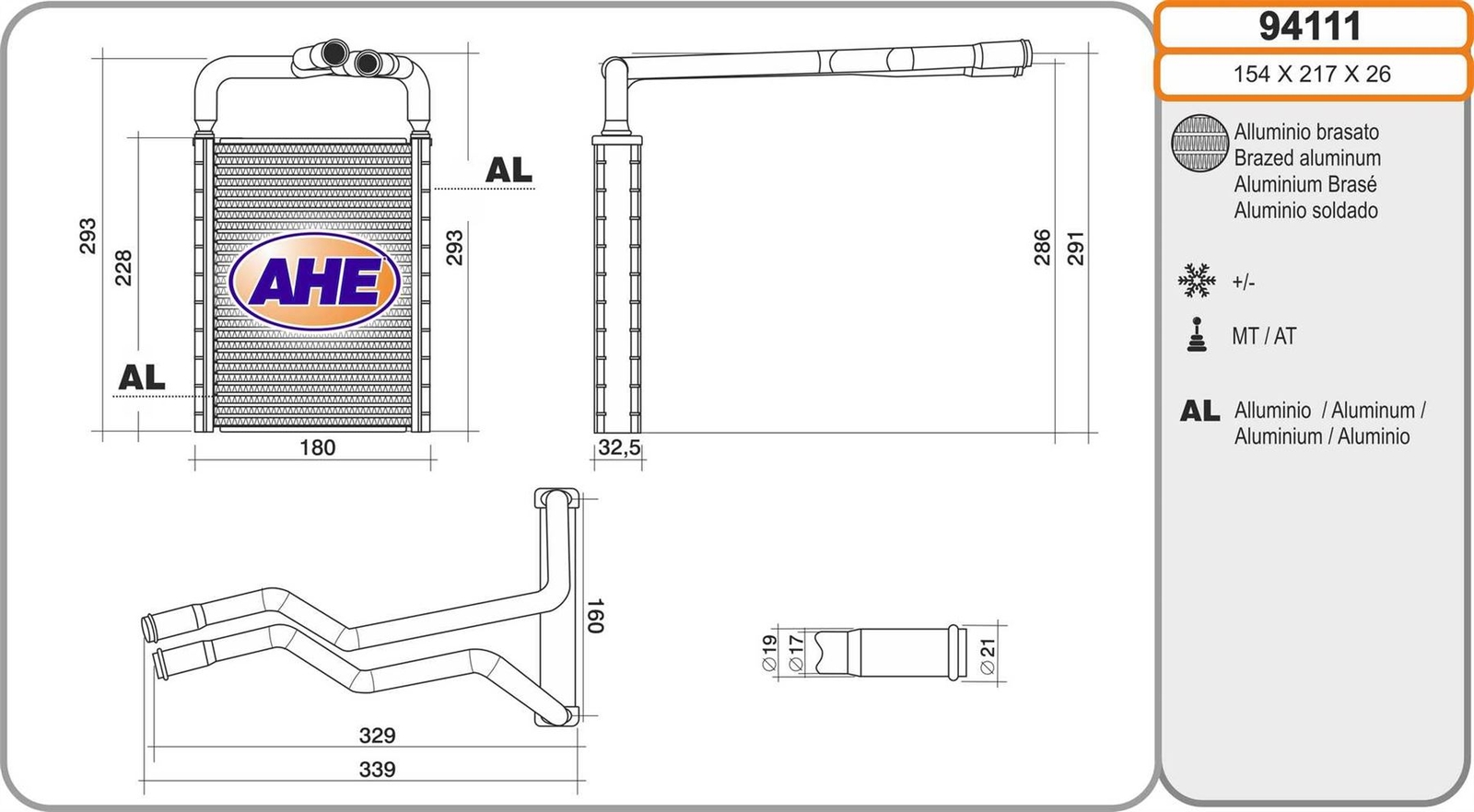 Radiateur de chauffage intérieur Hyundai Santa Fé II aluminium à haute performance thermique