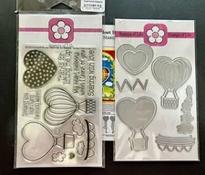 THE STAMPS OF LIFE - HEART HOT AIR BALLOONS - Stamps, Dies, & Idea Card - NEW