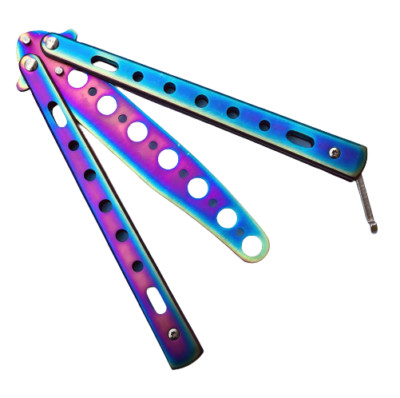 Butterfly Balisong Übungsmesser in Regenbogen Farbe Neu / spitzen Qualität