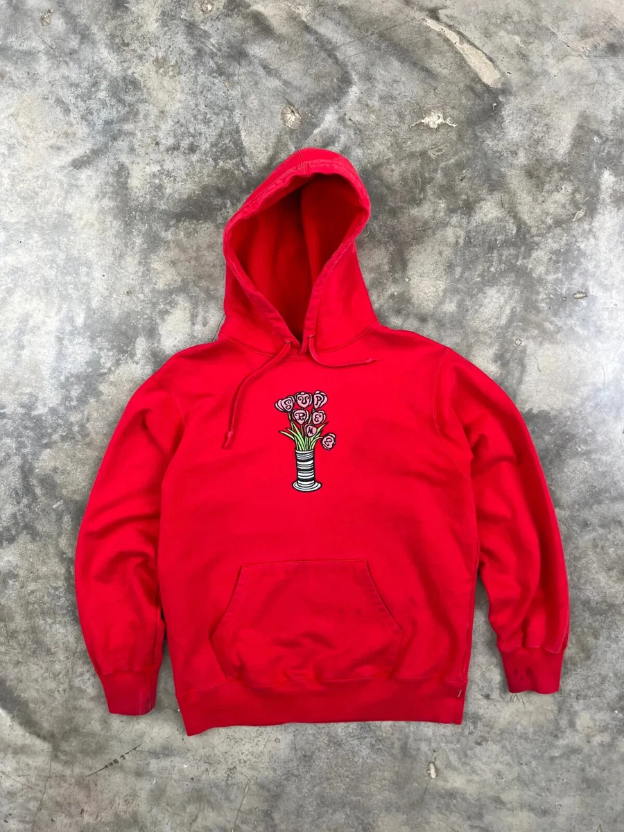 Supreme Embroidered Flower Pot Hoodie Red Medium Roses | eBay
