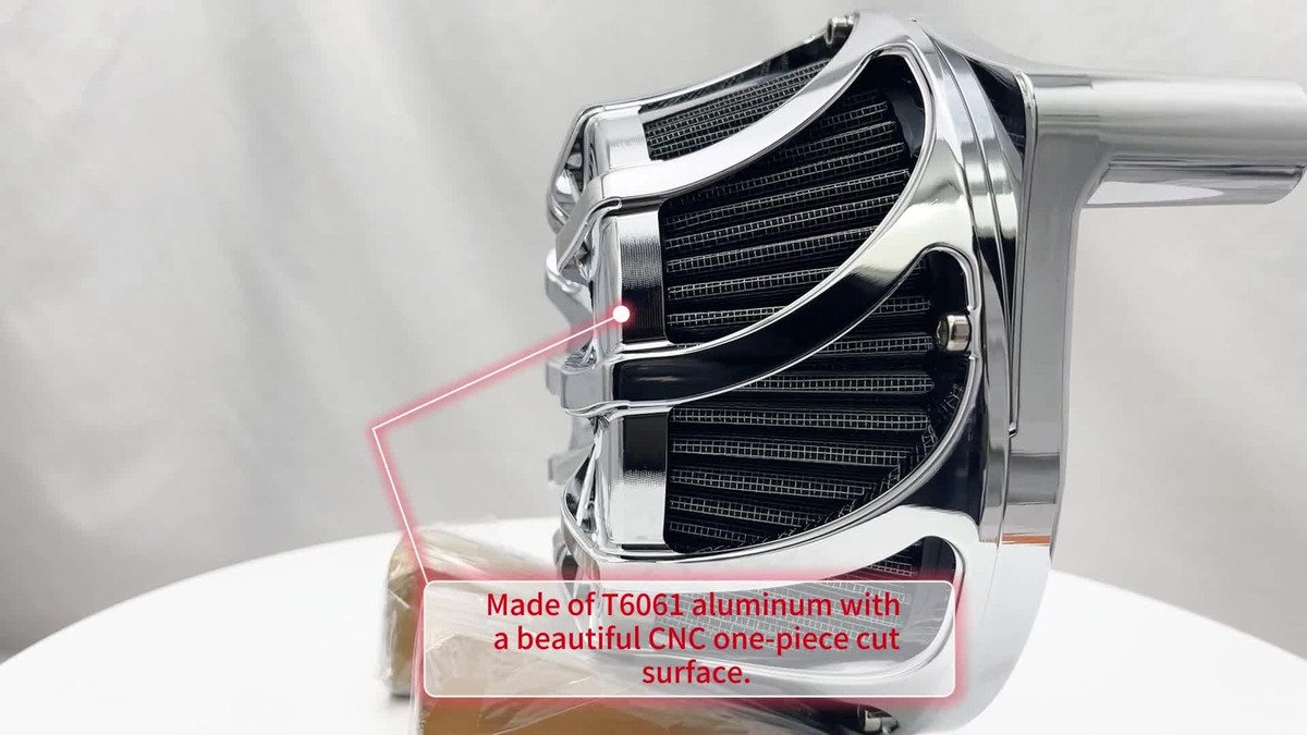 OUMURS Glide Touring Air Cleaner Intake Filter For Harley FLHR FLHT FLHX 08-16, Black Anodized Billet Aluminum
