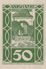 50 HELLER 1920 City of ATZBACH Upper AUSTRIA Notgeld Banknote #PF347.U