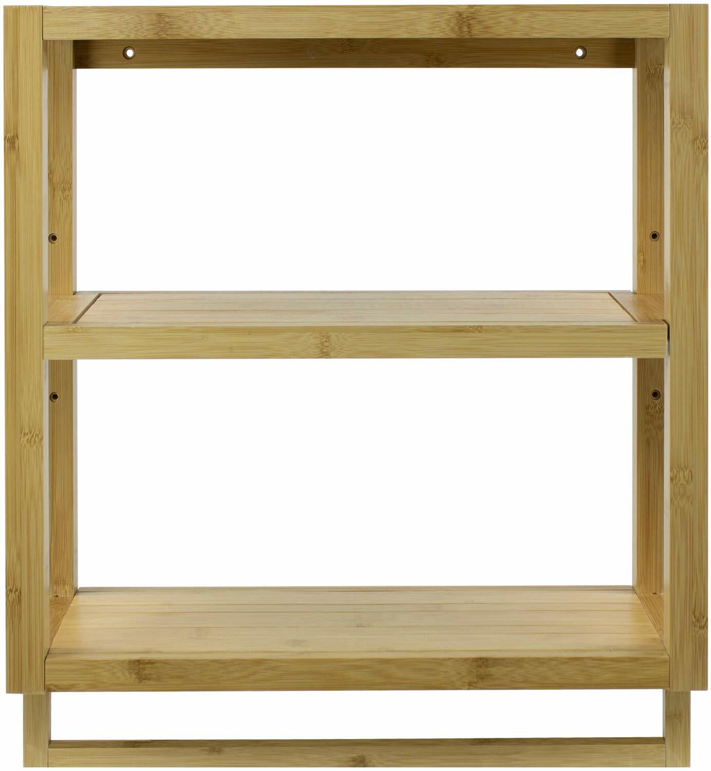 Bamboo Shelf Towel Rack Bar, Wall Mounted Storage for Bathroom & Household Items