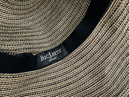 RARE! Eric Javits Women's Squishee Peanut Floppy Sun Hat Black Ribbon & Brass L - Picture 6 of 8