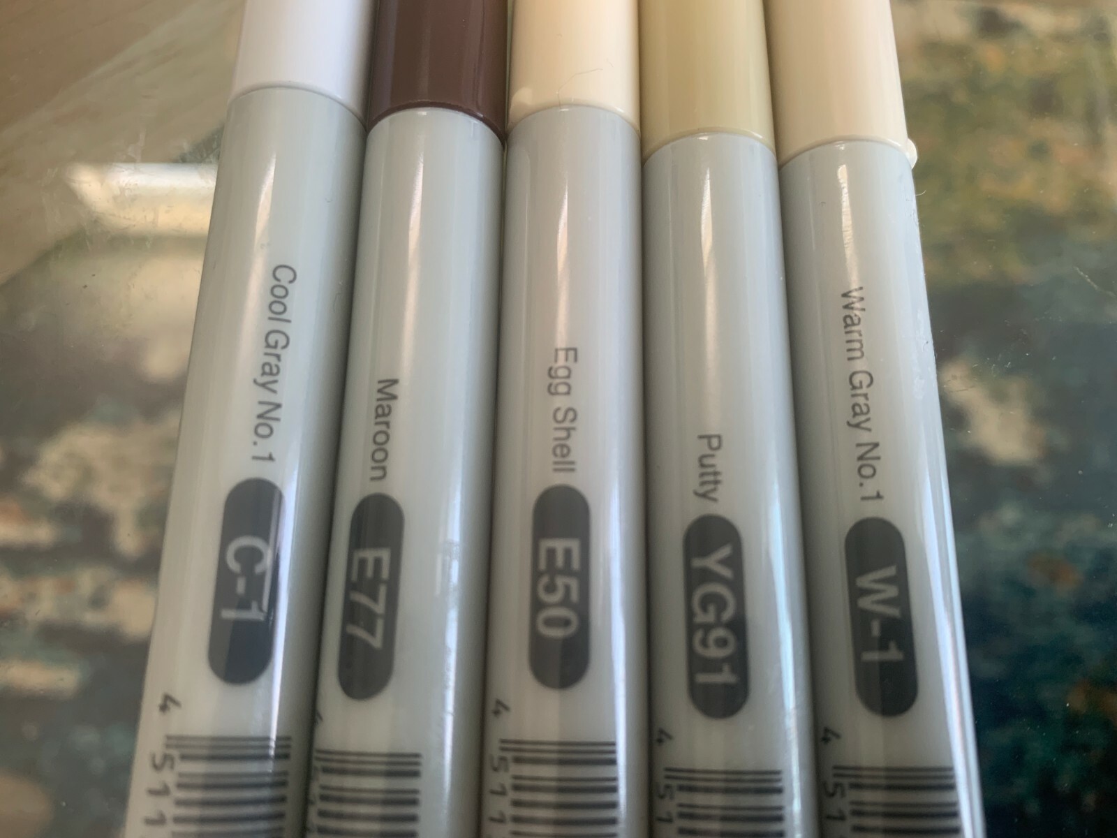Copic Ciao Markers Pack of 5 Set (C-1 E77 E50 YG91 W-1) Gray Maroon Putty White
