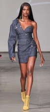 Lionne Clothing Brittany Dress Blue Stretch Denim Large 