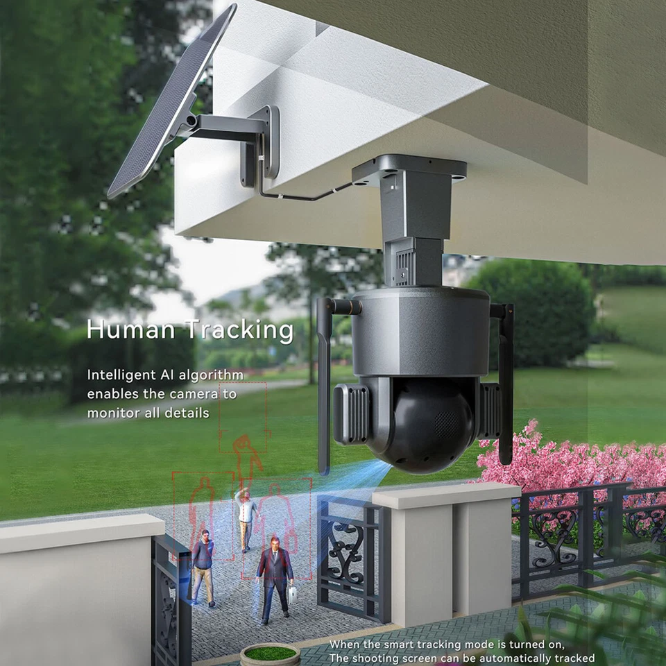 4G/WIFI Version Security camera outdoor Solar 4K Dual Lens Optical Zoom 8MP CCTV - Image 3 of 4