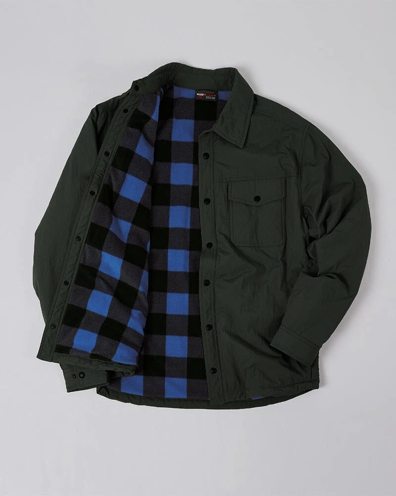 32 Degrees Heat Men's Commuter Tech Fleece-Lined Shirt Jacket: Deep Green Medium