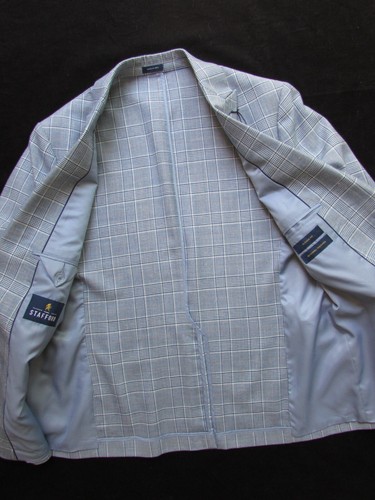 Stafford Men's Classic Fit Suit Jacket Blue Plaid Blazer Wool Blend Sz 44 SHORT - Picture 10 of 22