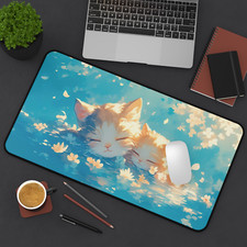 Kawaii Anime Cat Desk Mat, Cute Large Mouse Pad, Kawaii Gaming Mouse Pad