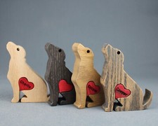 Personalized Wooden Labrador Retriever Statue w/ Heart Handmade Oak Dog Figurine