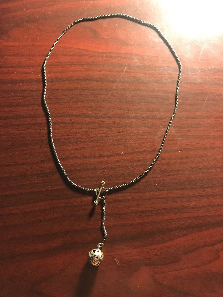 SILPADA STERLING SILVER SCROLL BALL PENDANT LARIAT TOGGLE CLASP NECKLACE