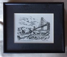 San Francisco Golden Gate Mountains Drawing Virginia Celli Framed Print