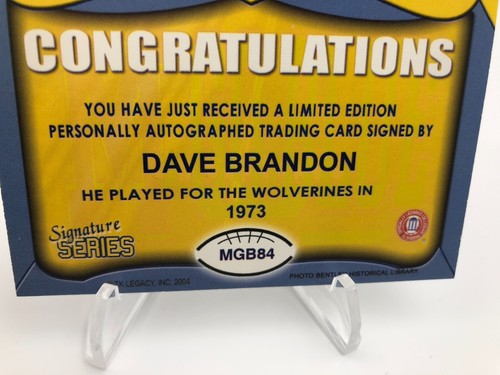 TK Legacy DAVE BRANDON AUTO Signed M GO BLUE MGB84 Card DOMINO'S PIZZA MICHIGAN - Picture 3 of 7