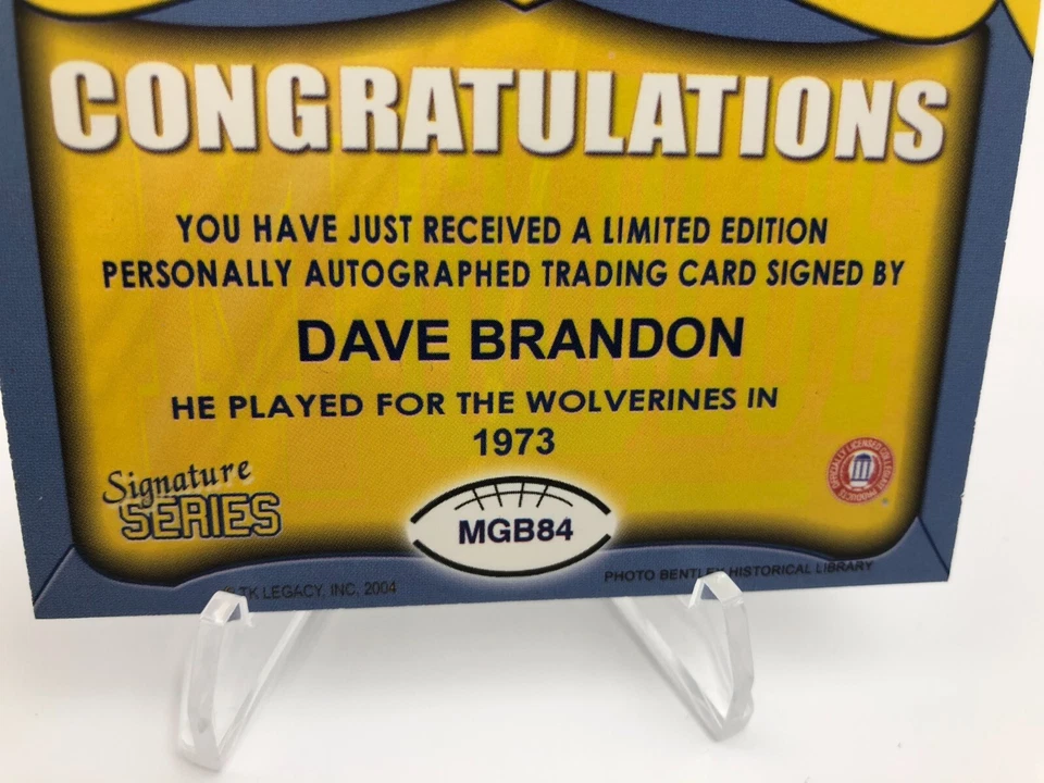 TK Legacy DAVE BRANDON AUTO Signed M GO BLUE MGB84 Card DOMINO'S PIZZA  MICHIGAN - Image 3 of 4