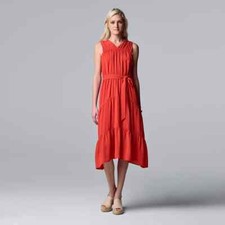 NWT NEW Simply Vera by Vera Wang Orange Sleeveless Dress Hi-Lo Hem – Size XS
