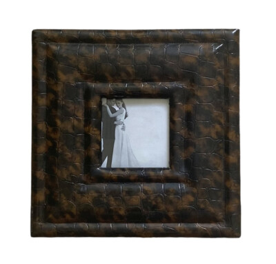 Z Gallerie Black and Dark Brown Embossed Faux Leather Picture