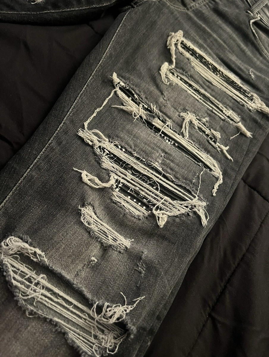 AMIRI Black Bandana Thrasher Distressed Jeans Size 32 | eBay