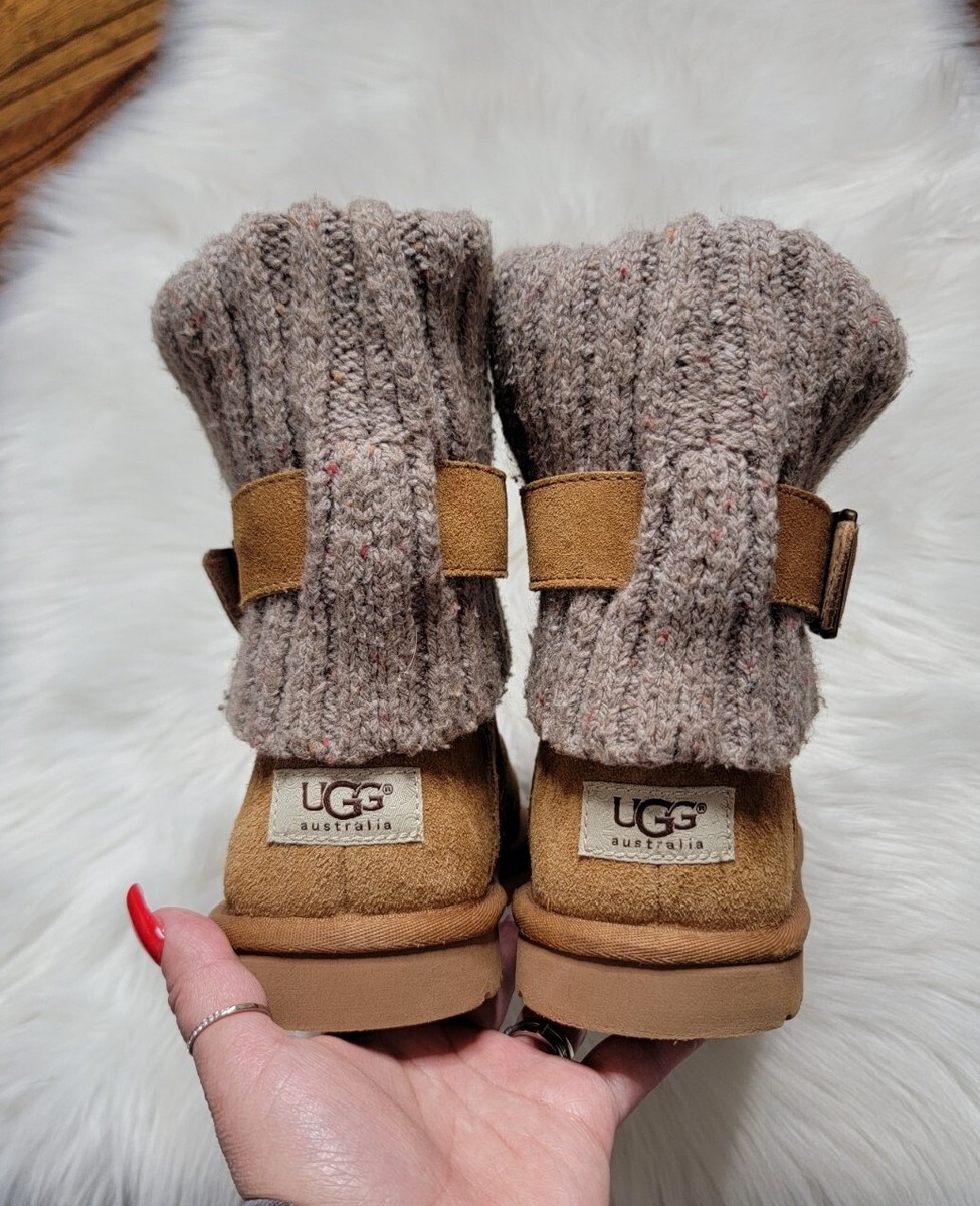 Ugg Australia Cambridge Suede Knit Boots Women's Size 6 Chestnut