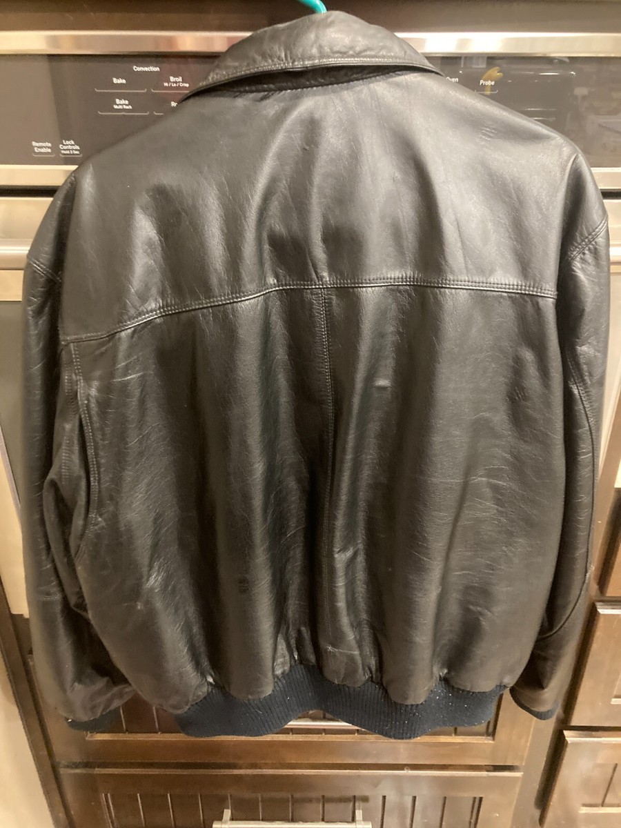 VINTAGE Members Only Jacket Mens 42 Black Leather Faux Fur VINTAGE Members Only Jacket Mens 42 Black Leather Faux Fur