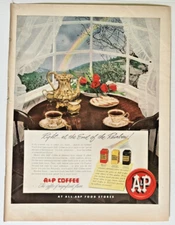 1950s A&P Coffee Vintage Printed Ad 14x11" Retro Cafe Restaurant Kitchen Decor