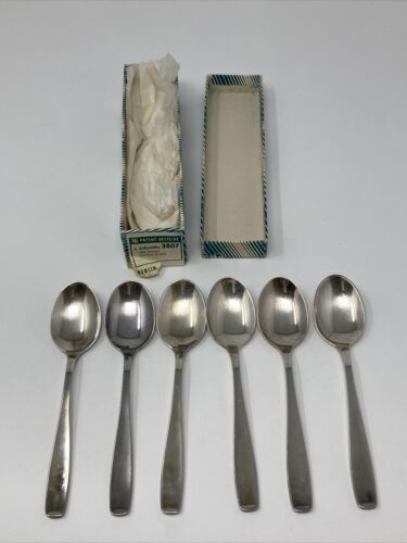 German WMF Patent 90 18 SilverPlate Spoons 5 3/8" Set 6 Teaspoon 3807 Bestecke - 第 1/12 張圖片