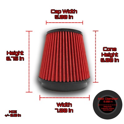 Universal 6.00'' Inlet Ultra Performance Dry Air Filter 6.75'' H x 7.00 W