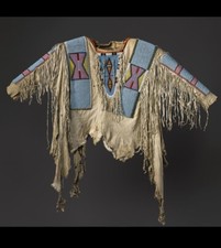 Handmade Powwow War Shirt Buckskin Suede Regalia Fringe  Beaded Detail CW160