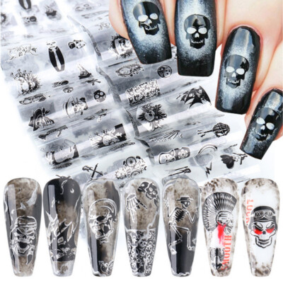 Nail Art Zauberfolie Transferfolie Nagelfolie Totenkopf Schadel Punk 10pcs Ebay 