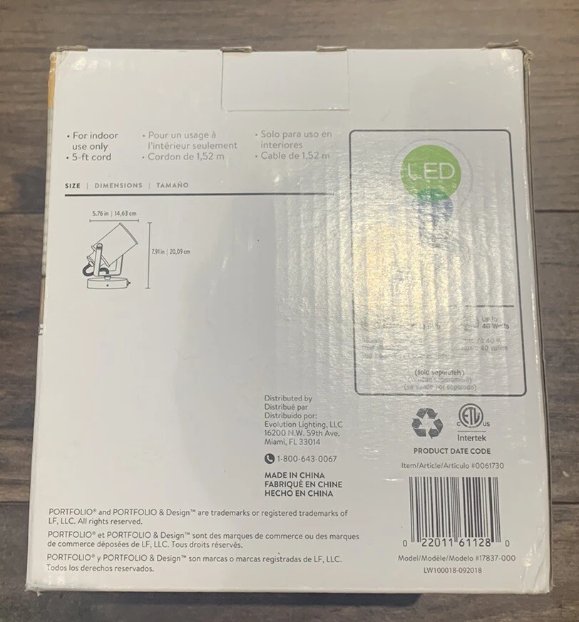 Nuevo en caja Portafolio Luz Decorativa Acabado Bronce Interior 5 Pies Cable Foto 2 de 3