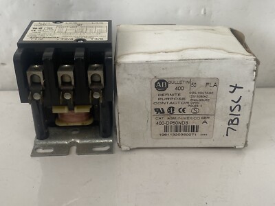 ALLEN-BRADLEY 30 hp, 50 Amp, 600 Volts Definit Purpose Contactor No. 400-DP50ND3