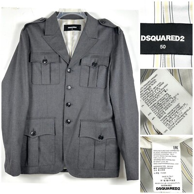 DSQUARED2  Men s Jacket Size 50 Wool Blend Gray Made in Italy VGC