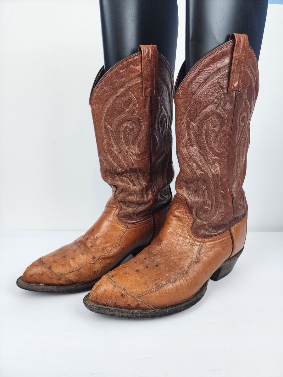 Tony Lama Smooth Quill Ostrich Cowboy Boots Mens Size 12 Western Brown Tan Shoes tl5375.jpg main image 2