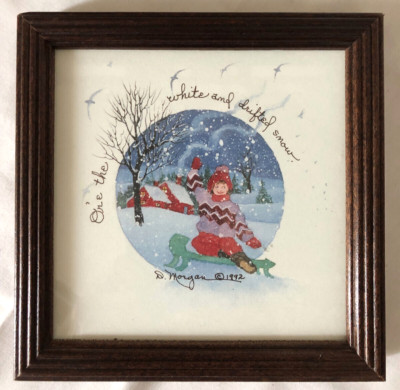 D Morgan Snow Print Winter Sled Child Kids Scene White Drifted Snow