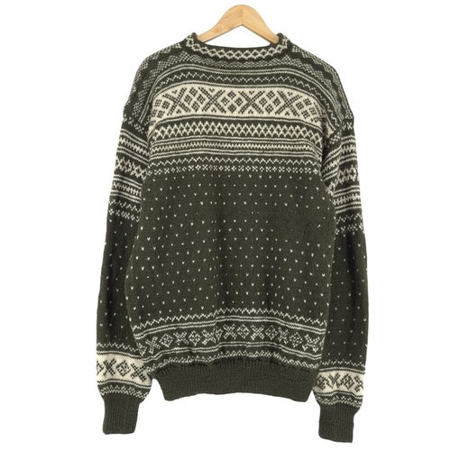 Vintage Jumper Sweater Men Cardigan Fair Isle Wool Aa8 Size L - Picture 3 of 6