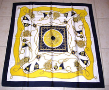 WOMENS new white yellow navy blue poly nautical scarf neck career boating 34"