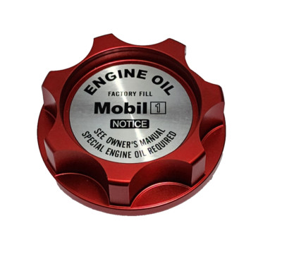 RED BILLET ENGINE OIL CAP MOBIL 1 FOR TRD COROLLA TACOMA TUNDRA RV4 JDM