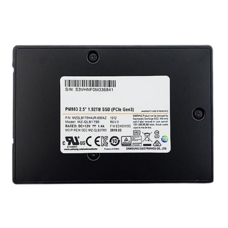 Samsung PM983 1.92TB SSD U.2 2.5" NVME Solid State Drives MZQLB1T9HAJR
