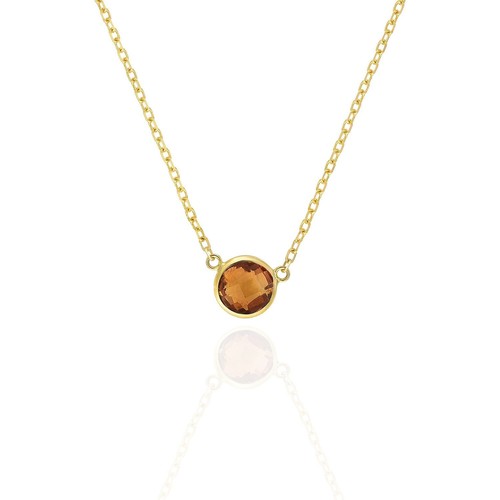 14K Yellow Gold 1CT Bezel-Set Stone Accent Necklace (Solid) 15"-17" Adjustable - Picture 17 of 31