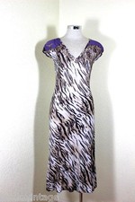 VERSACE Jeans Couture Zebra Brown Purple Long dress 28 42 4 5 6 Small Italy
