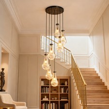 Modern Black Pendant Light 7 Lights Raindrop Chandelier Ceiling Kitchen Fixtures